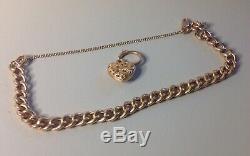 9ct 9k Stamped'375' Solid Rose Gold Filigree Heart Bracelet Chain 10.08grams