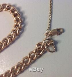 9ct 9k Stamped'375' Solid Rose Gold Filigree Heart Bracelet Chain 10.08grams