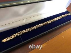 9ct 9k Yellow Gold Byzantine King Double Link Cut Fancy Bracelet 8.5 22 cm 375