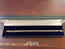 9ct 9k Yellow Gold Byzantine King Double Link Cut Fancy Bracelet 8.5 22 cm 375