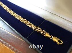 9ct 9k Yellow Gold Byzantine King Double Link Cut Fancy Bracelet 8.5 22 cm 375