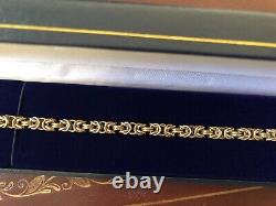 9ct 9k Yellow Gold Byzantine King Double Link Cut Fancy Bracelet 8.5 22 cm 375