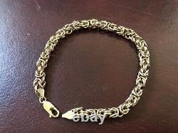 9ct 9k Yellow Gold Byzantine King Double Link Cut Fancy Bracelet 8.5 22 cm 375