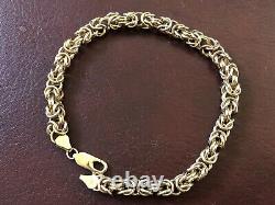 9ct 9k Yellow Gold Byzantine King Double Link Cut Fancy Bracelet 8.5 22 cm 375