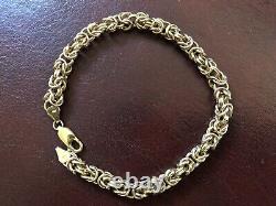 9ct 9k Yellow Gold Byzantine King Double Link Cut Fancy Bracelet 8.5 22 cm 375