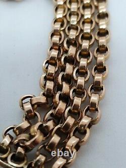 9ct Antique Gold Bracelet Guard Chain Padlock 375