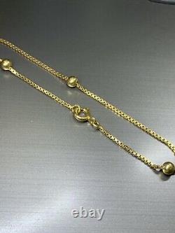 9ct Ball Chain Bracelet Antique Vintage In Yellow Gold