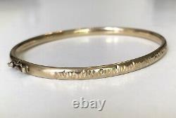 9ct GOLD BANGLE 375 LADIES GIRLS DIAMOND CUT BARK EFFECT DESIGN