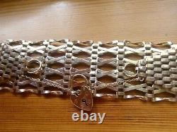 9ct GOLD BRACELET VINTAGE GATE BRACELET UNUSUAL RARE CROSSED BARS DESIGN 20.80g