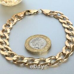 9ct GOLD CURB BRACELET MEN'S SOLID 22.7 g 8 3/4 ins SUPERB