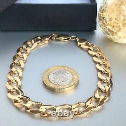 9ct GOLD CURB BRACELET MEN'S SOLID 22.7 g 8 3/4 ins SUPERB