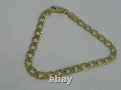 9ct GOLD DOUBLE CURB LINK BRACELET FULL ENGLISH HALLMARKS 4.8 grams 7 LONG