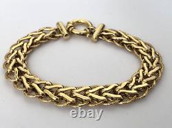 9ct GOLD Fancy Link + Bar Ends & Big Bolt Clasp BRACELET Fully Hallmarked 12.8g