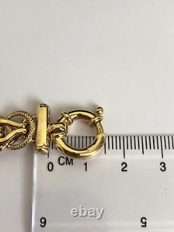 9ct GOLD Fancy Link + Bar Ends & Big Bolt Clasp BRACELET Fully Hallmarked 12.8g