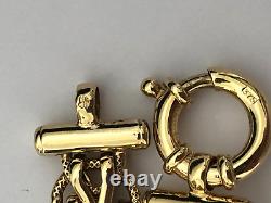 9ct GOLD Fancy Link + Bar Ends & Big Bolt Clasp BRACELET Fully Hallmarked 12.8g