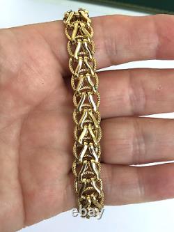 9ct GOLD Fancy Link + Bar Ends & Big Bolt Clasp BRACELET Fully Hallmarked 12.8g