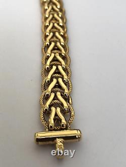 9ct GOLD Fancy Link + Bar Ends & Big Bolt Clasp BRACELET Fully Hallmarked 12.8g