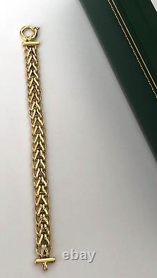 9ct GOLD Fancy Link + Bar Ends & Big Bolt Clasp BRACELET Fully Hallmarked 12.8g