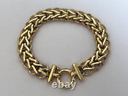 9ct GOLD Fancy Link + Bar Ends & Big Bolt Clasp BRACELET Fully Hallmarked 12.8g