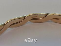 9ct GOLD torque style BANGLE c/w clasp 35.9g flexible TWIST design hallmarked