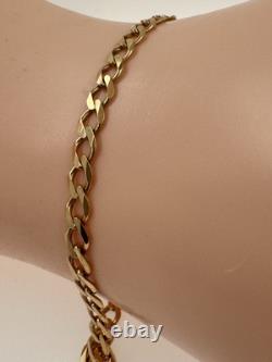9ct Gents Solid Gold 4mm Curb Bracelet. 8.5 Length