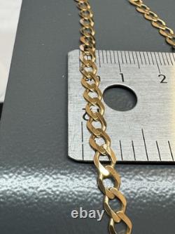 9ct Gents Solid Gold 4mm Curb Bracelet. 8.5 Length