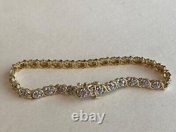 9ct Gold 0.75ct Diamond Tennis Bracelet 9 Carat 7 Inches