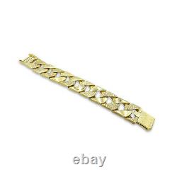 9ct Gold 12ct Diamond Heavy Chunky Curb Mens Bracelet 9ct 7.7Oz 240g 27mm