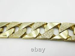 9ct Gold 12ct Diamond Heavy Chunky Curb Mens Bracelet 9ct 7.7Oz 240g 27mm