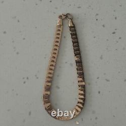 9ct Gold 2 Colour Bracelet With A Flat Style Decorative Link. Unworn. 4g