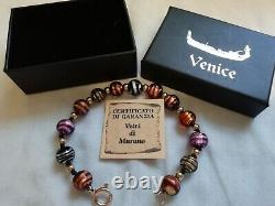 9ct Gold 375 Genuine Vetri DI Murano Glass Bracelet