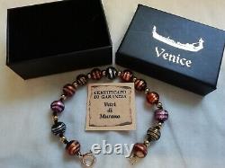 9ct Gold 375 Genuine Vetri DI Murano Glass Bracelet