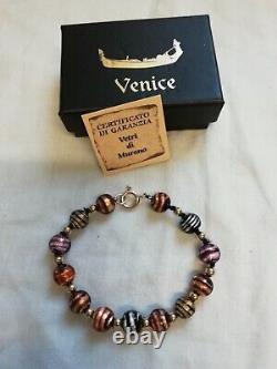 9ct Gold 375 Genuine Vetri DI Murano Glass Bracelet