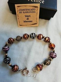 9ct Gold 375 Genuine Vetri DI Murano Glass Bracelet