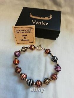 9ct Gold 375 Genuine Vetri DI Murano Glass Bracelet