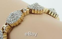 9ct Gold 5c Diamond Halo Cluster Bracelet. Stunning Condition Yes 5 carats. NICE1