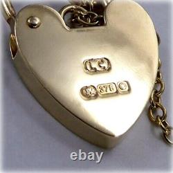 9ct Gold 7.5 Fancy Gate Bracelet, with Heart Padlock