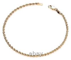 9ct Gold 7.5 inch Rope Bracelet UK Hallmarked Solid 9K GOLD