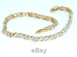 9ct Gold 9k Gold Beautiful Diamond 7 Hallmarked Bracelet