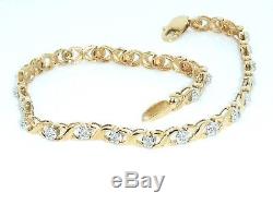 9ct Gold 9k Gold Beautiful Diamond 7 Hallmarked Bracelet