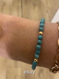 9ct Gold And Turquoise Slider / Stacker Bracelet