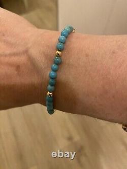 9ct Gold And Turquoise Slider / Stacker Bracelet