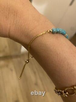 9ct Gold And Turquoise Slider / Stacker Bracelet