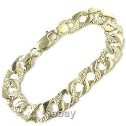 9ct Gold Baby 6 Inch Square Curb Bracelet Yellow Patterned Plain Hallmarked 7.9g