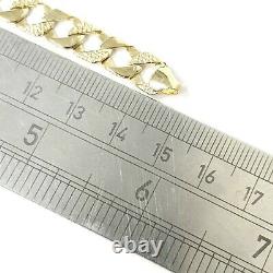 9ct Gold Baby 6 Inch Square Curb Bracelet Yellow Patterned Plain Hallmarked 7.9g