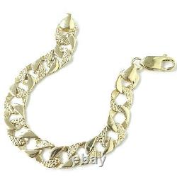 9ct Gold Baby 6 Inch Square Curb Bracelet Yellow Patterned Plain Hallmarked 7.9g