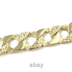 9ct Gold Baby 6 Inch Square Curb Bracelet Yellow Patterned Plain Hallmarked 7.9g