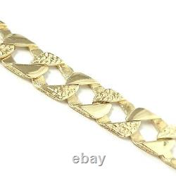 9ct Gold Baby 6 Inch Square Curb Bracelet Yellow Patterned Plain Hallmarked 7.9g