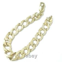 9ct Gold Baby 6 Inch Square Curb Bracelet Yellow Patterned Plain Hallmarked 7.9g