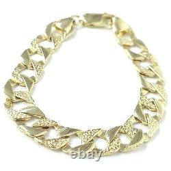 9ct Gold Baby 6 Inch Square Curb Bracelet Yellow Patterned Plain Hallmarked 7.9g